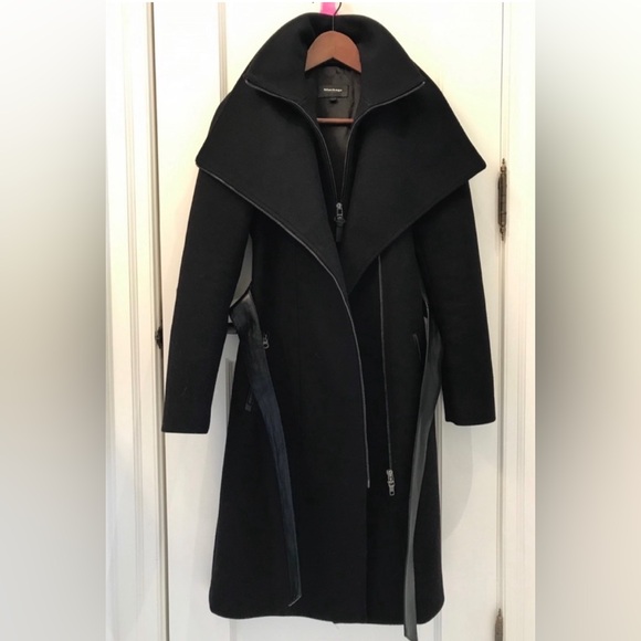 Mackage Nori Wool Coat with Leather Sash - Picture 2 of 4